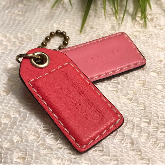 Set of 2 2.5” COACH Gold Leather Hanging Tag Keychain FOB Bag Charm - Picture 7 of 7